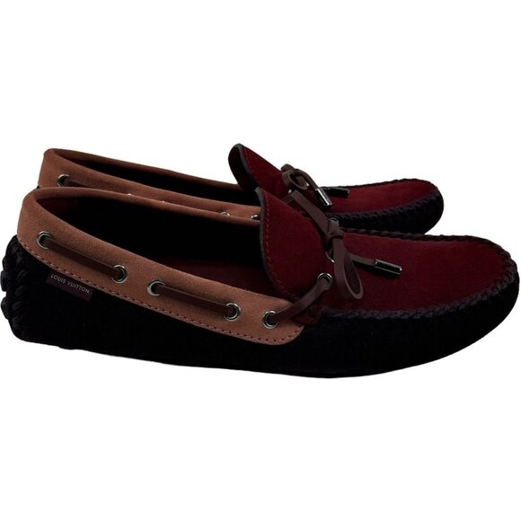 NWOB Louis Vuitton Red & Brown Suede w/ Leather Bow Loafer Shoes Size 7.5 - Picture 4 of 12